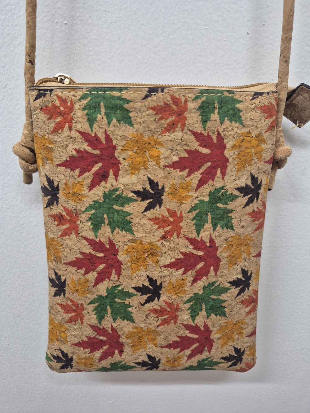 🌼5/$20 Cork Crossbody Bag with Multicolor Fall Maple Leaf Print